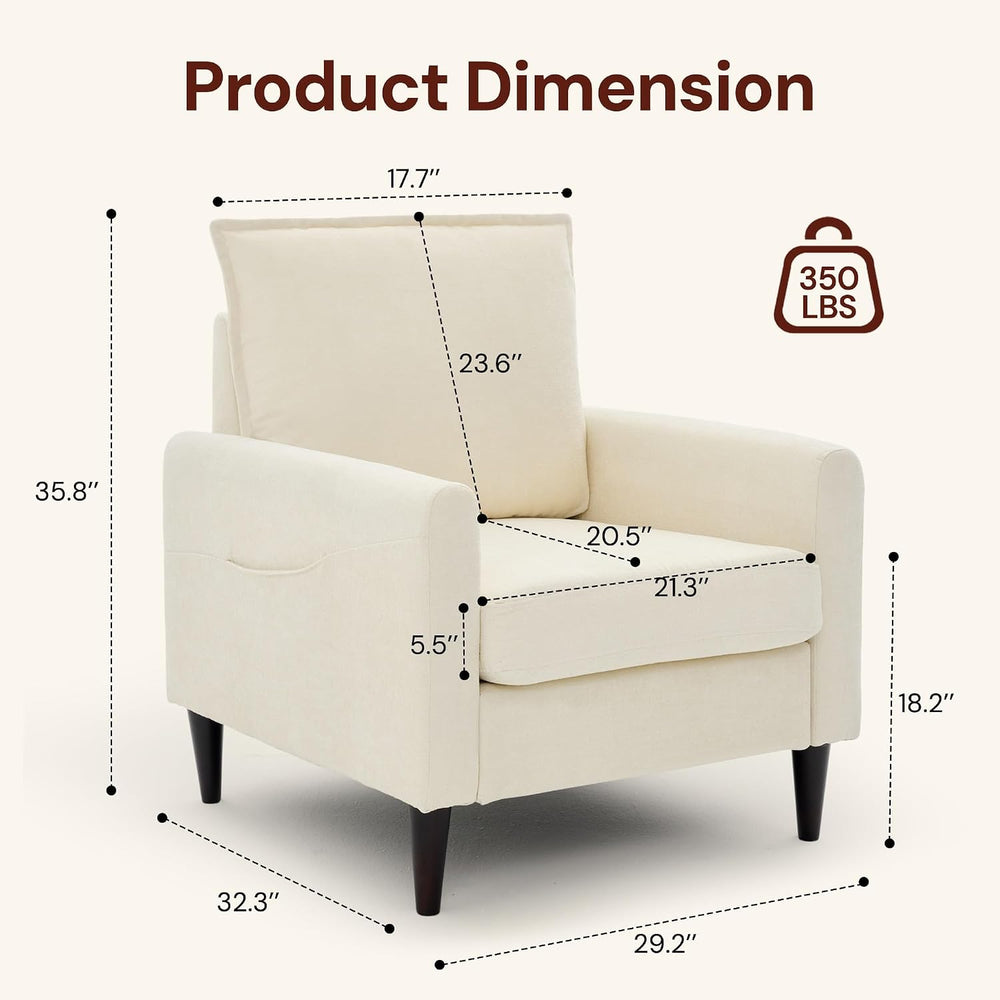 Korser Accent Chair for Living Room, Comfy Upholstered Mid-Century Reading Ch...