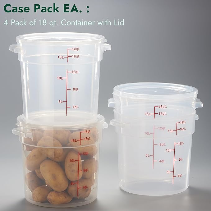 CURTA 18 Quart Translucent Round Food Storage Container