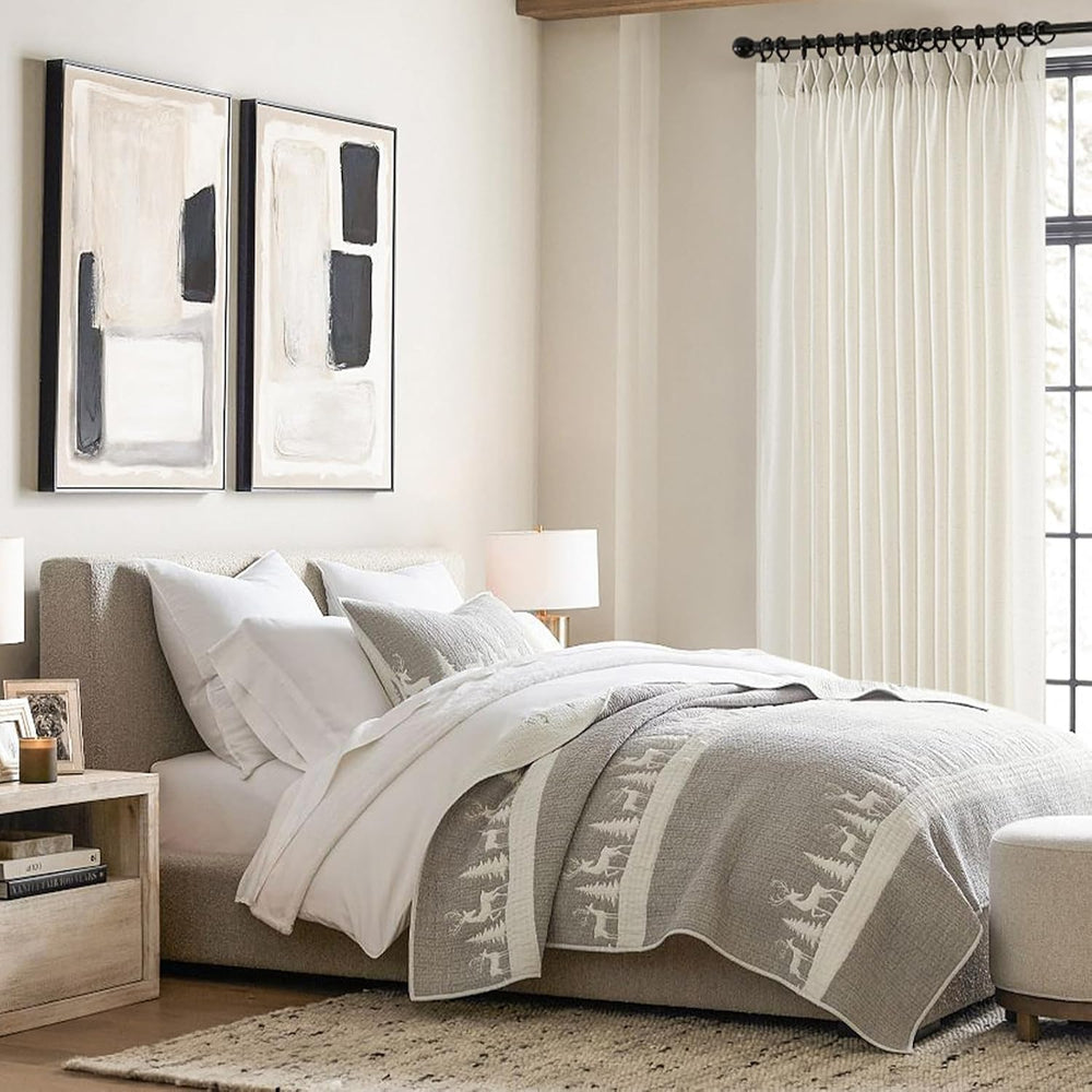 Topfinel Natural Pinch Pleated Linen Curtains 84 Inch Length 2 Panels for Bed...