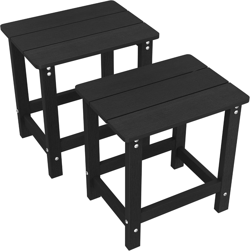 MXIMU Outdoor Side Table Set of 2, Adirondack Table, All Weather, Black