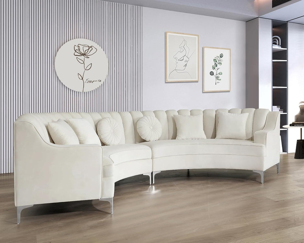 Legend Vansen Semicircle Modular Curved Velvet Sectional Sofa,141.34”Oversize...