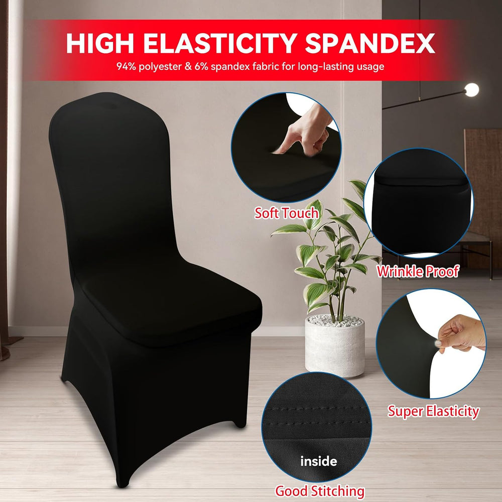LIUJIAYI 30 Pcs Black Stretch Chair Covers - Premium Polyester Spandex Slipco...