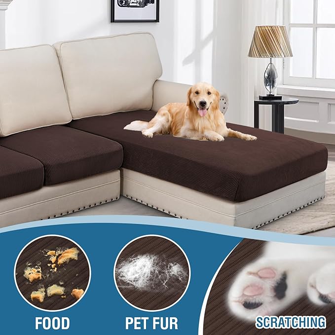 H.VERSAILTEX Velvet Stretch Sectional Couch Covers