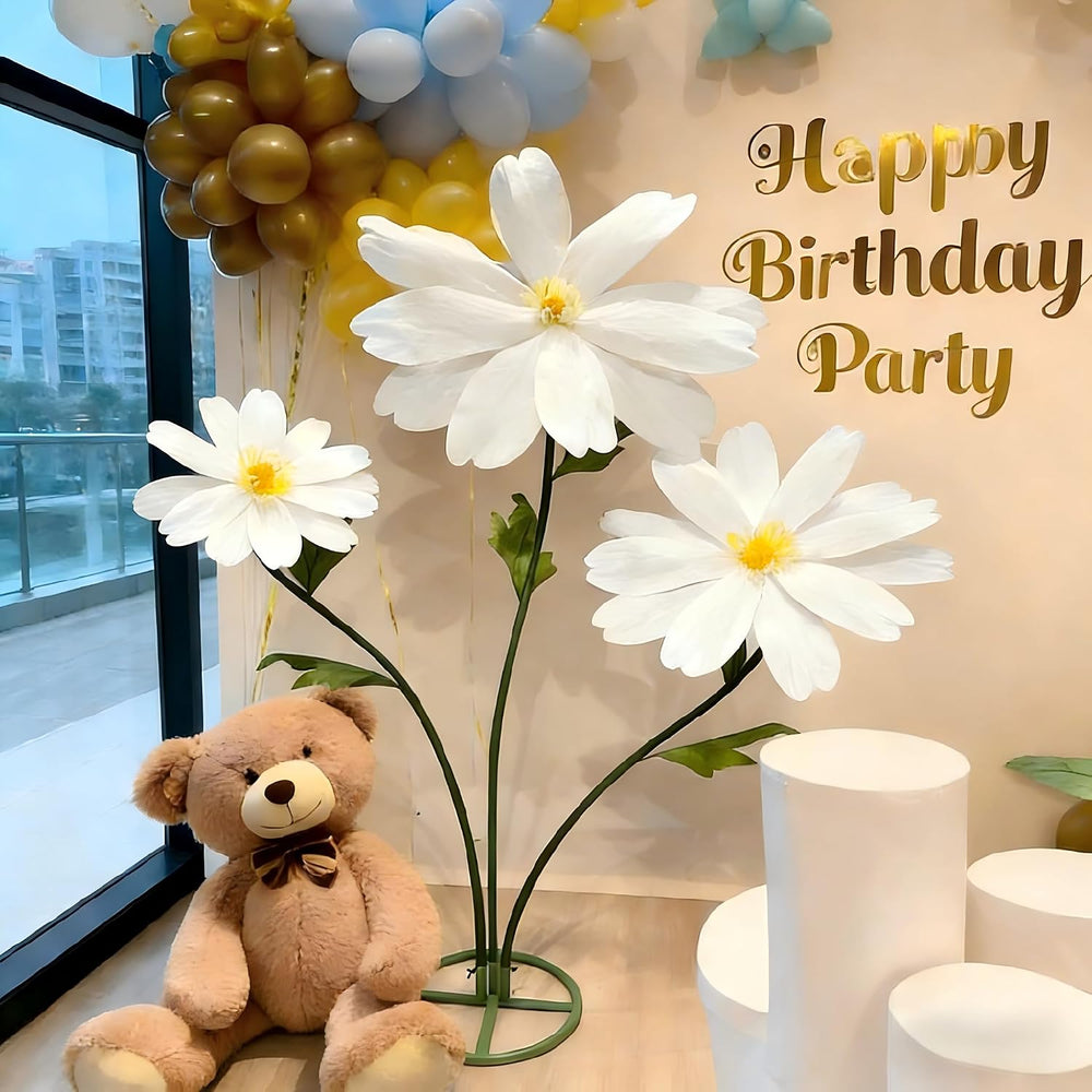 Giant Fake Artificial Flowers Decoracion Set - 5.9 Ft Adjustable Waterproof 3...
