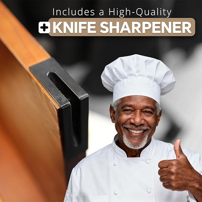 Knife Set with Block, Magnetic Knife Block Set with Knives