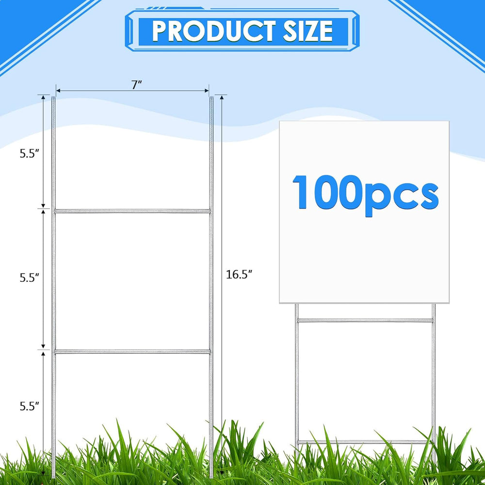 100 Pcs Yard Sign Stakes 16.5'' x 7'' H Frame Wire, Halloween...