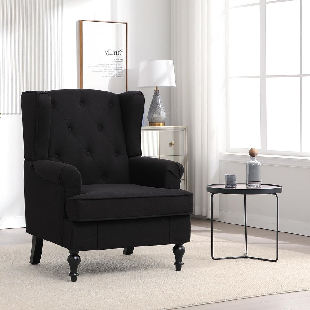 Accent Chair Set of 2, Mid Century Modern Upholstered Wingback Chair, Armchai...