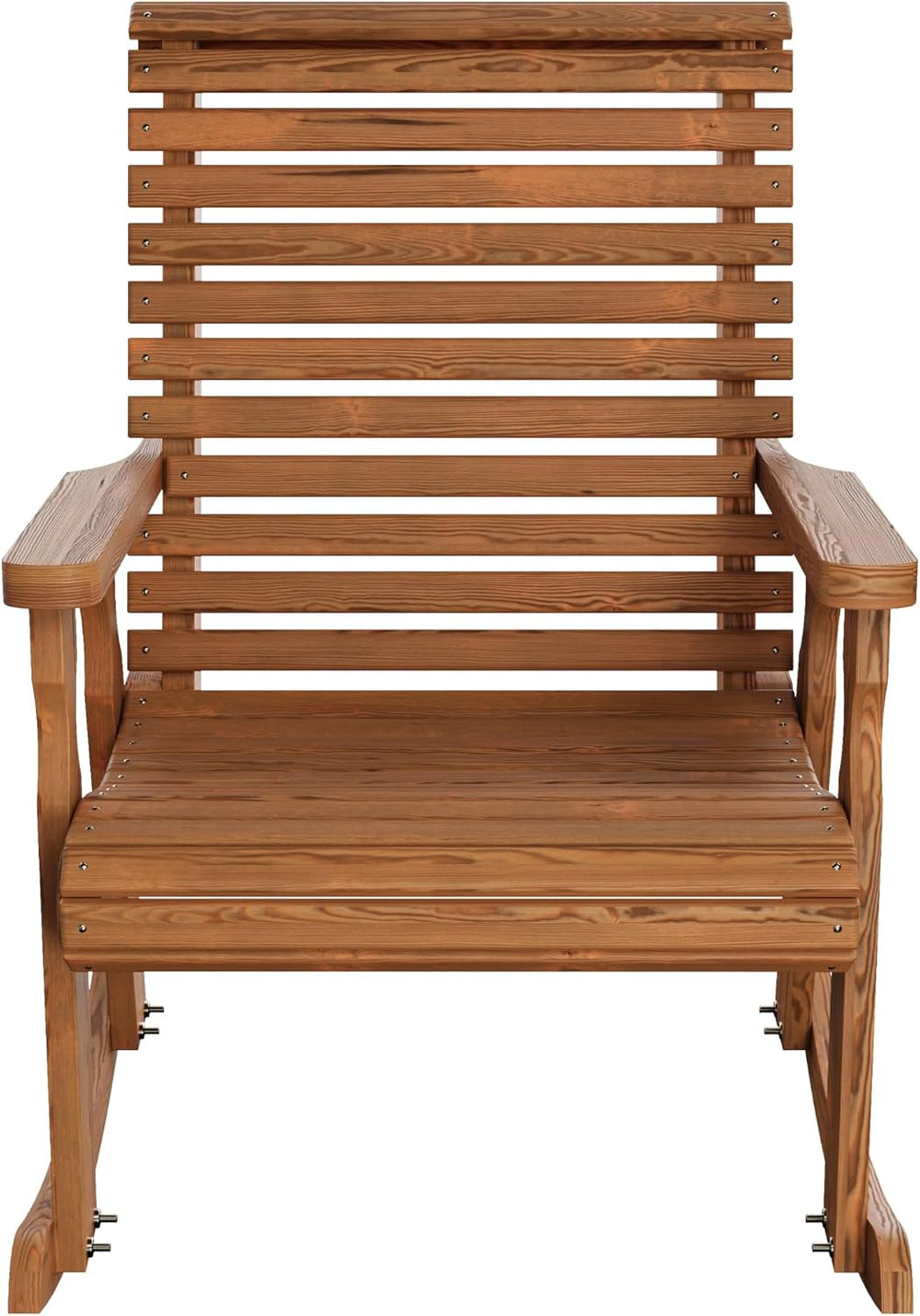 Amish Heavy Duty 600 Lb Roll Back Pressure Treated Rocking Chair (Oak Stain)