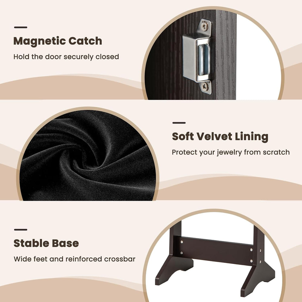 COSTWAY Jewelry Armoire Cabinet, Standing Jewelry Organizer with Full-length ...