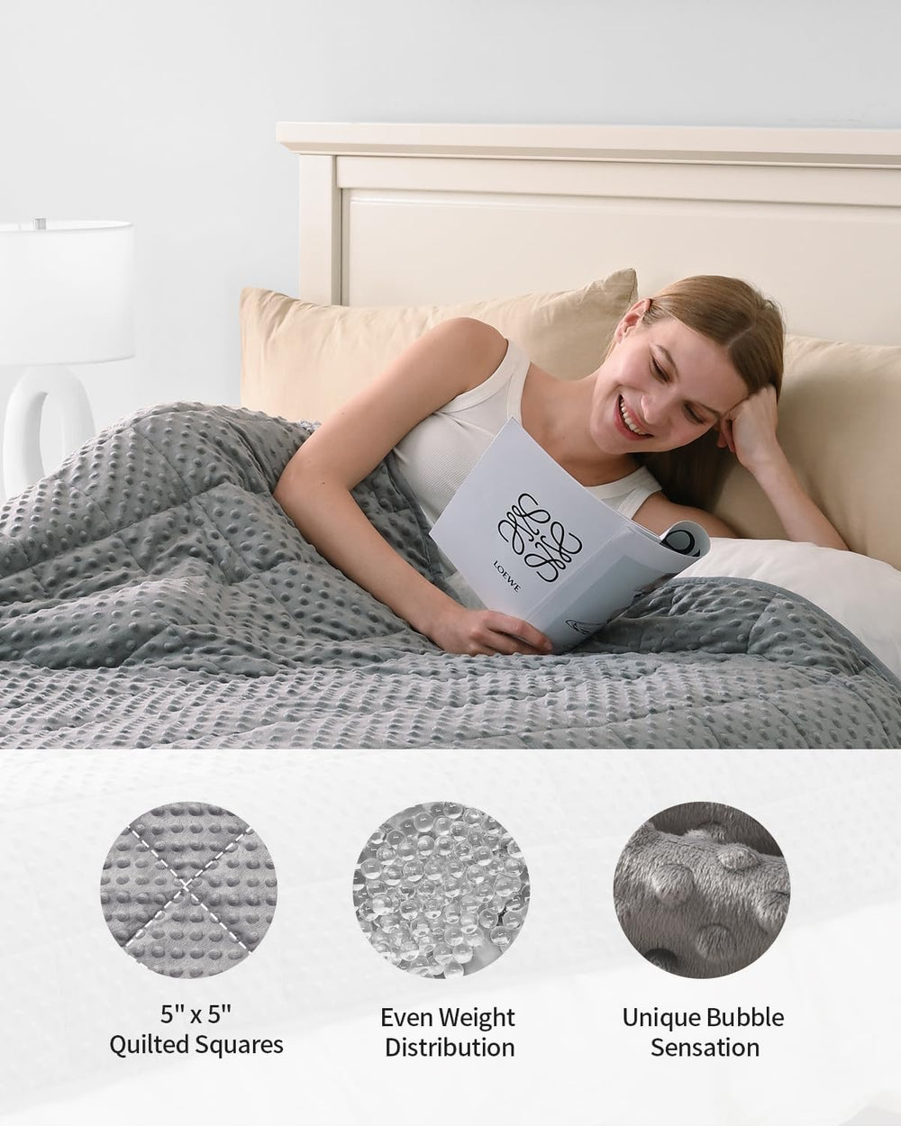 Mr. Sandman Cooling Weighted Blanket for Adults, Queen Size 15 lbs, 60โณx80โณ