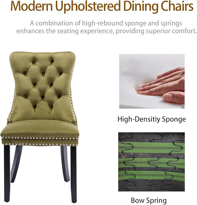 Velvet Dining Chairs Set of 4, Tufted Upholstered Dining Room Chairs with Bac...