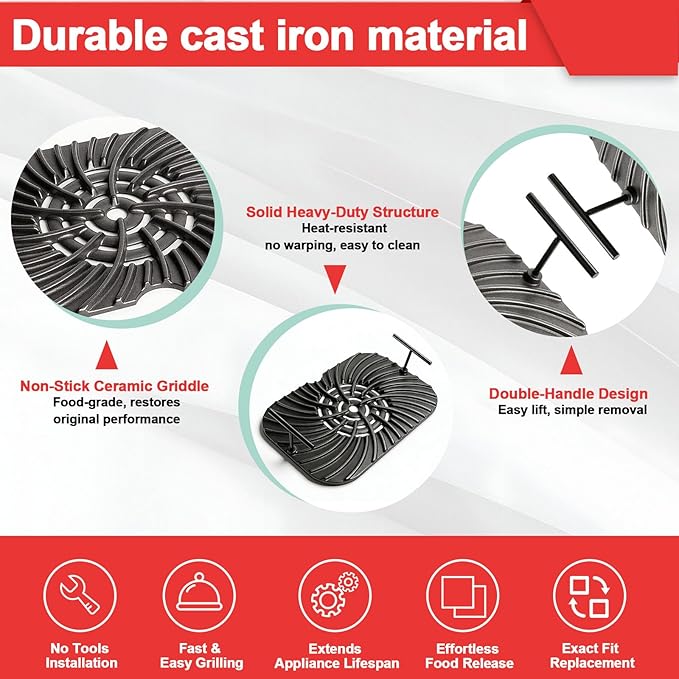 Grill Grate for Ninja Foodi FG551 Grill Accessories, Cast Iron Griddle Plate