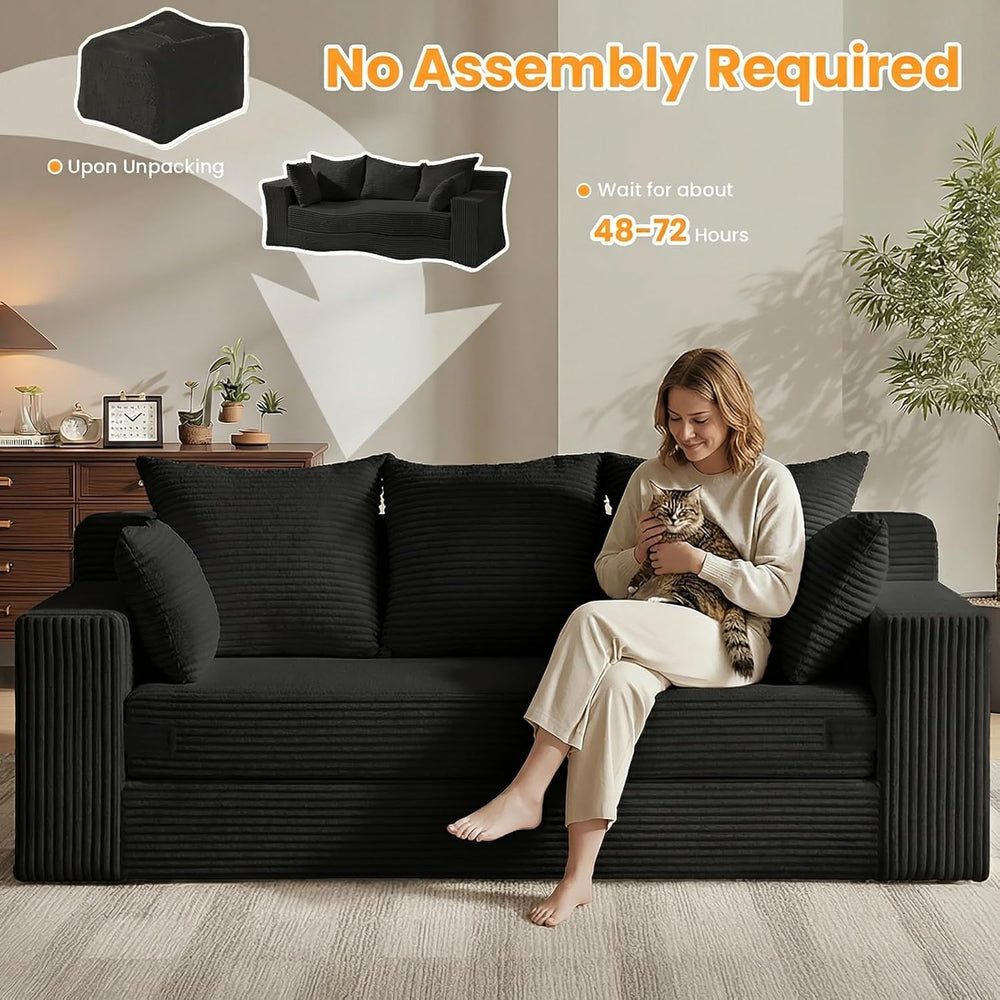 Boneless Couches, 3 Seater Boneless Couch with Futon Couch Corduroy Boneless ...