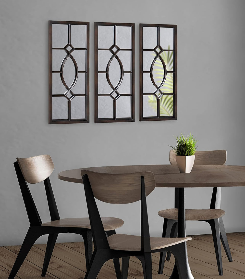 Kate and Laurel Cassat Window Wall Accent Mirror, 13" x 30", Dark B...