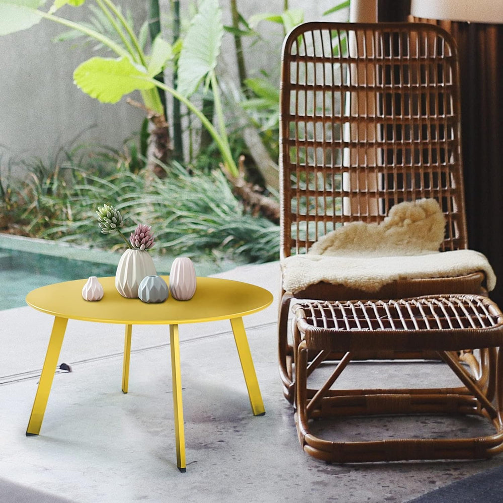 Grand Patio Round Steel Patio Coffee Table, Weather Resistant Outdoor Large S...
