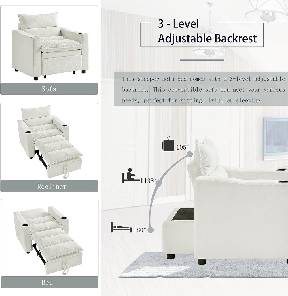 Eafurn 3-in-1 Convertible Sleeper Chair Bed Recliner Daybed w/Adjustable Back...
