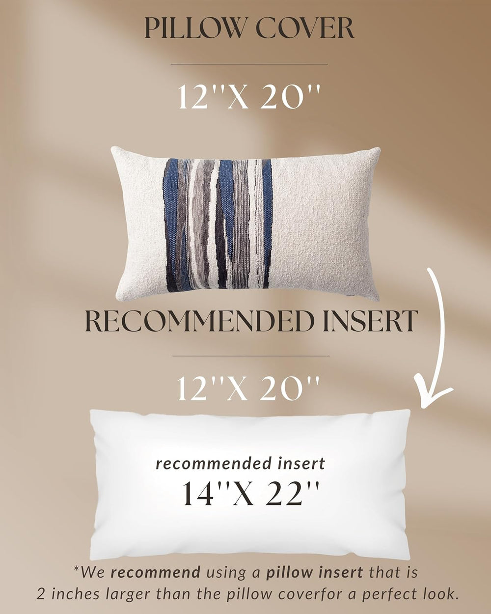 Throw Pillow Covers 20x20 Inch, Pack of 1 Textured Linen Blend with Woven Str...