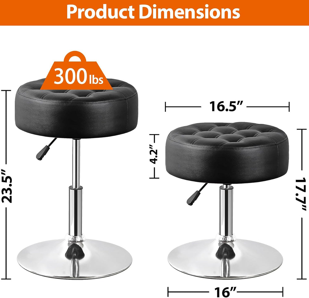 LEMY Adjustable Vanity Stool with 360° Swivel,Hydraulic Lift Round Makeup Cha...