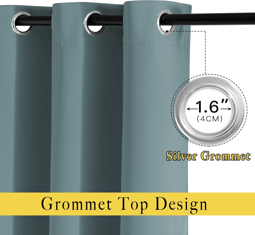 NICETOWN Blackout Greyish Blue Curtains for Sliding Glass Door 2 Panels - The...