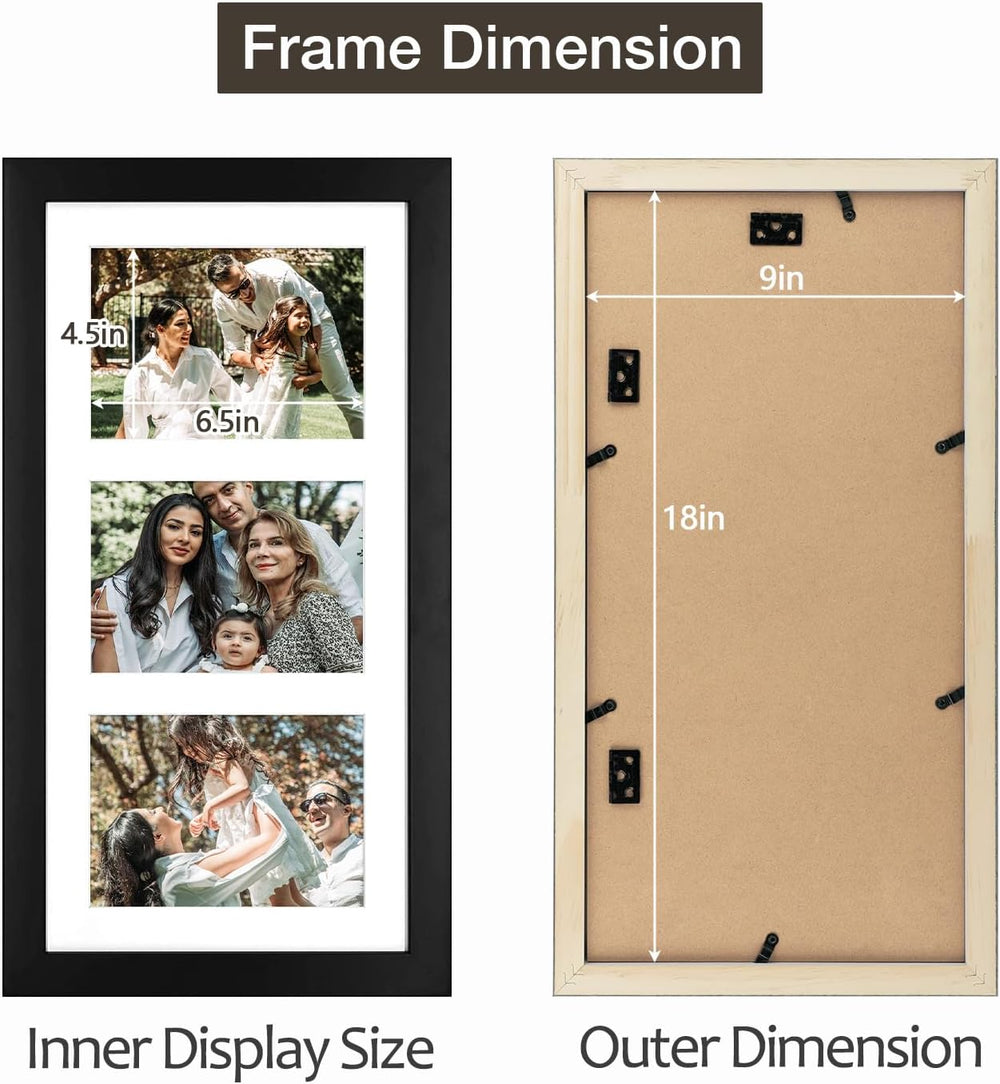 Golden State Art 9x18 Black Wood Frame - for Three 5x7 Pictures, 1 Pack