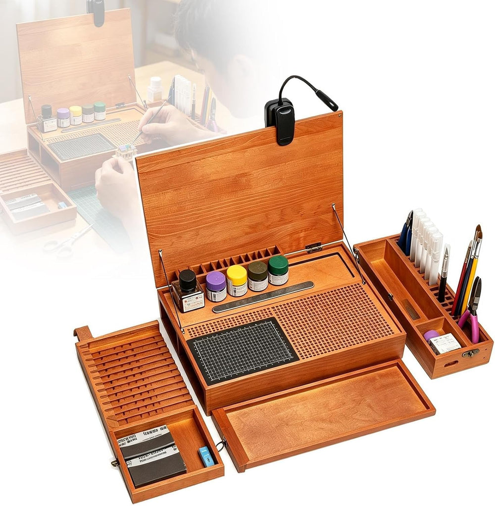 Model Making Workstation, Wooden Craft Assembly Desk | Integrated LED Lightin...