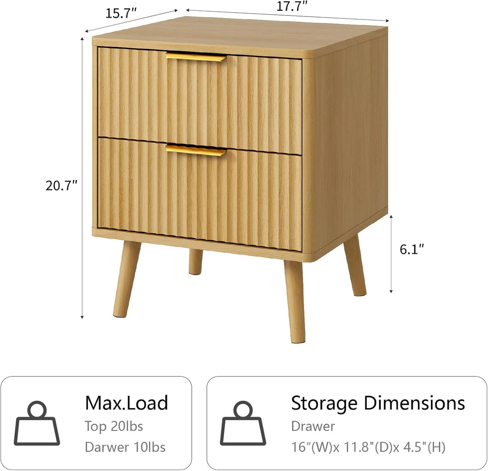 CARPETNAL Fluted Dresser and Nightstand Sets for Bedroom, 3 Pcs Bedroom Set, ...