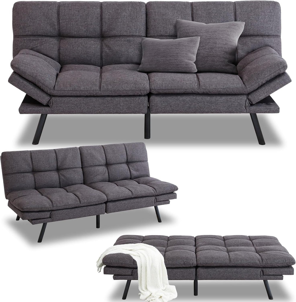 Maxspeed Futon Sofa Bed, Memory Foam Couch Convertible Loveseat, Sleeper Sofa...