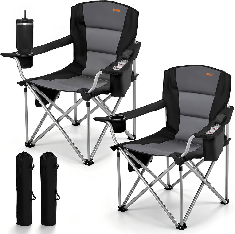 VEVOR Oversized Camping Folding Chair, Portable Heavy Duty Outdoor Quad Lumba...