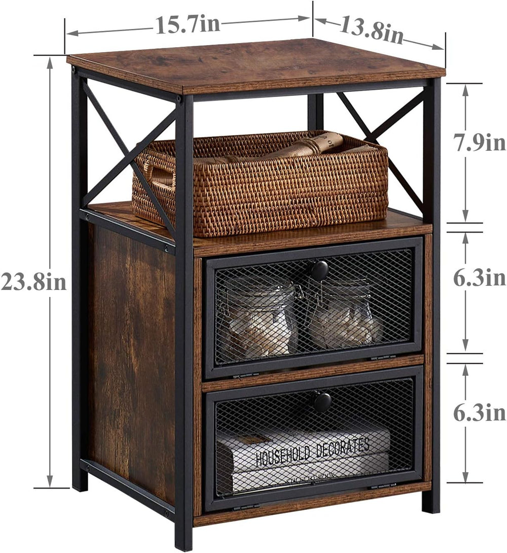 VECELO End Side Table, Modern Night Stand with Storage Space and Door, Set of...