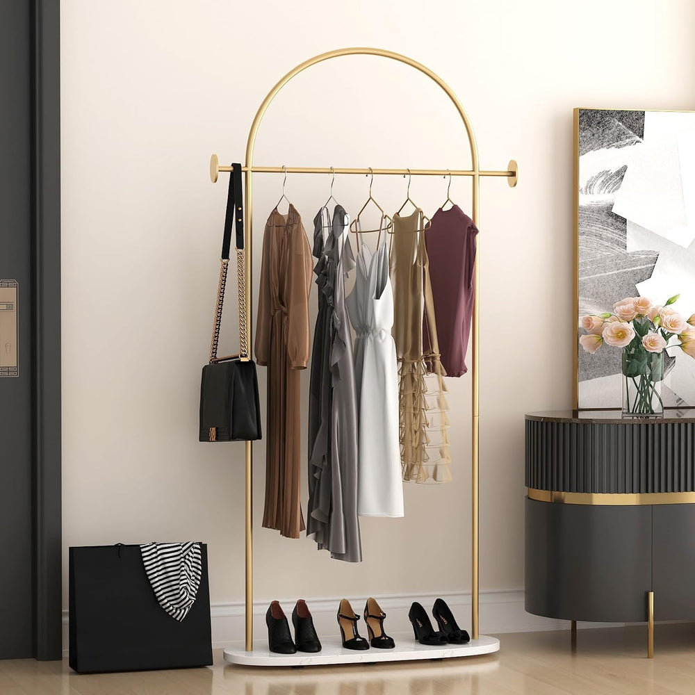 Gold Clothing Rack, Modern Clothes Rack with Shelf, Heavy Duty Freestanding C...