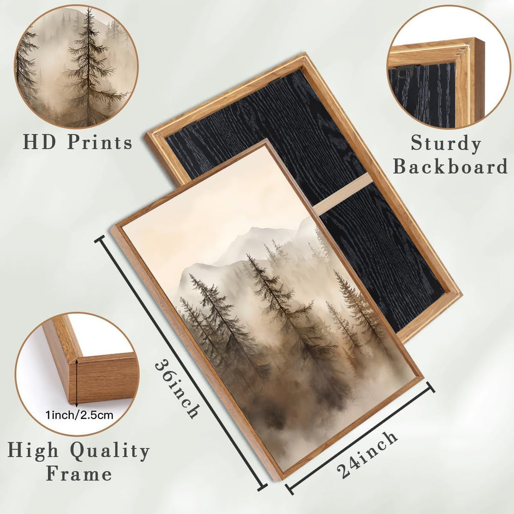 IARTTOP Extra Large Mountain Canvas Wall Art 24x36 Inch Framed Forest Woodlan...
