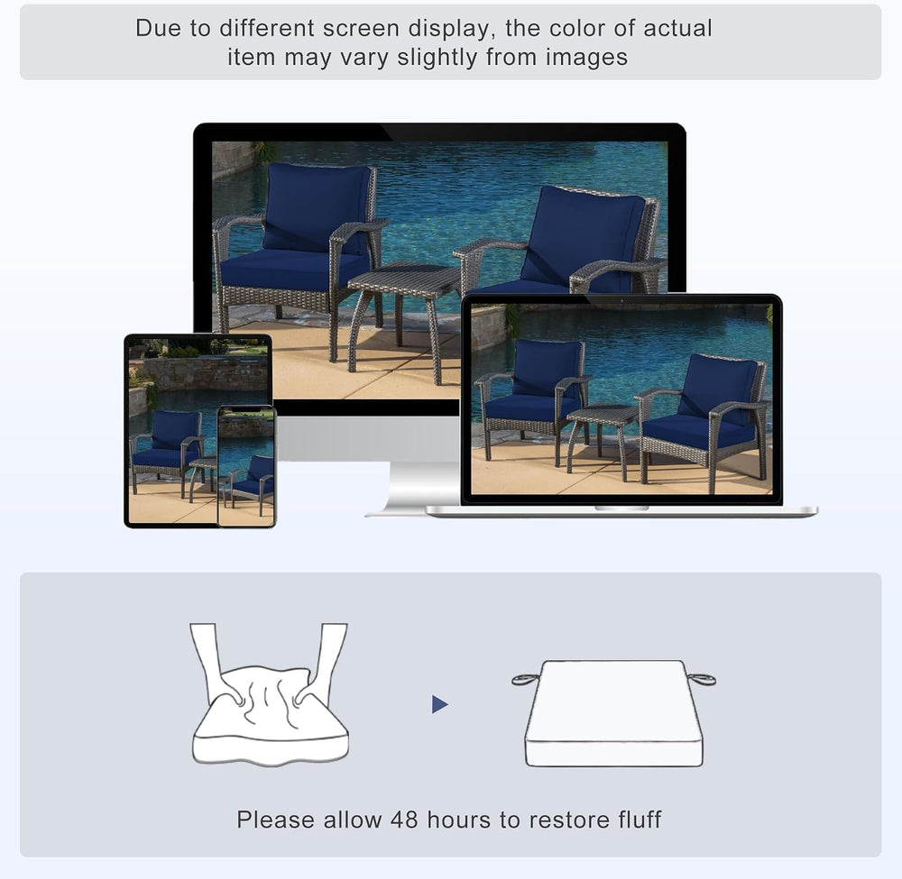 Favoyard Patio Chair Cushions 24 x 24 x 4 Inch Waterproof Outdoor Seat