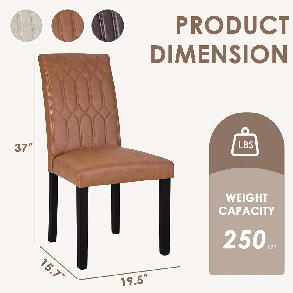 VECELO Upholstered Dining Chairs Set of 2, Modern PU Leather Accent Parsons, ...