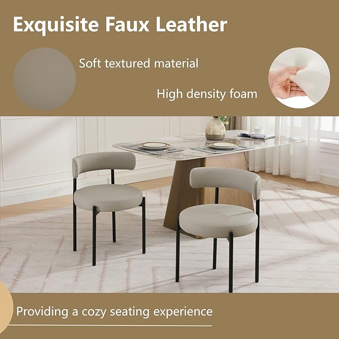 Faux Leather Dining Chairs Set of 6, Upholstered Kitchen and Dining Room Chai...