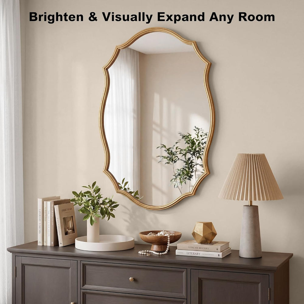 Wall Mirror with Metal Frame 24" x 36" Antique Gold Vanity Mirror