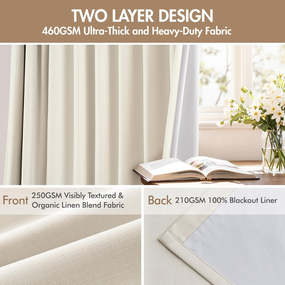 MIULEE Pinch Pleated 100% Blackout Curtains 40"x90" Long Birch 4 Pa...