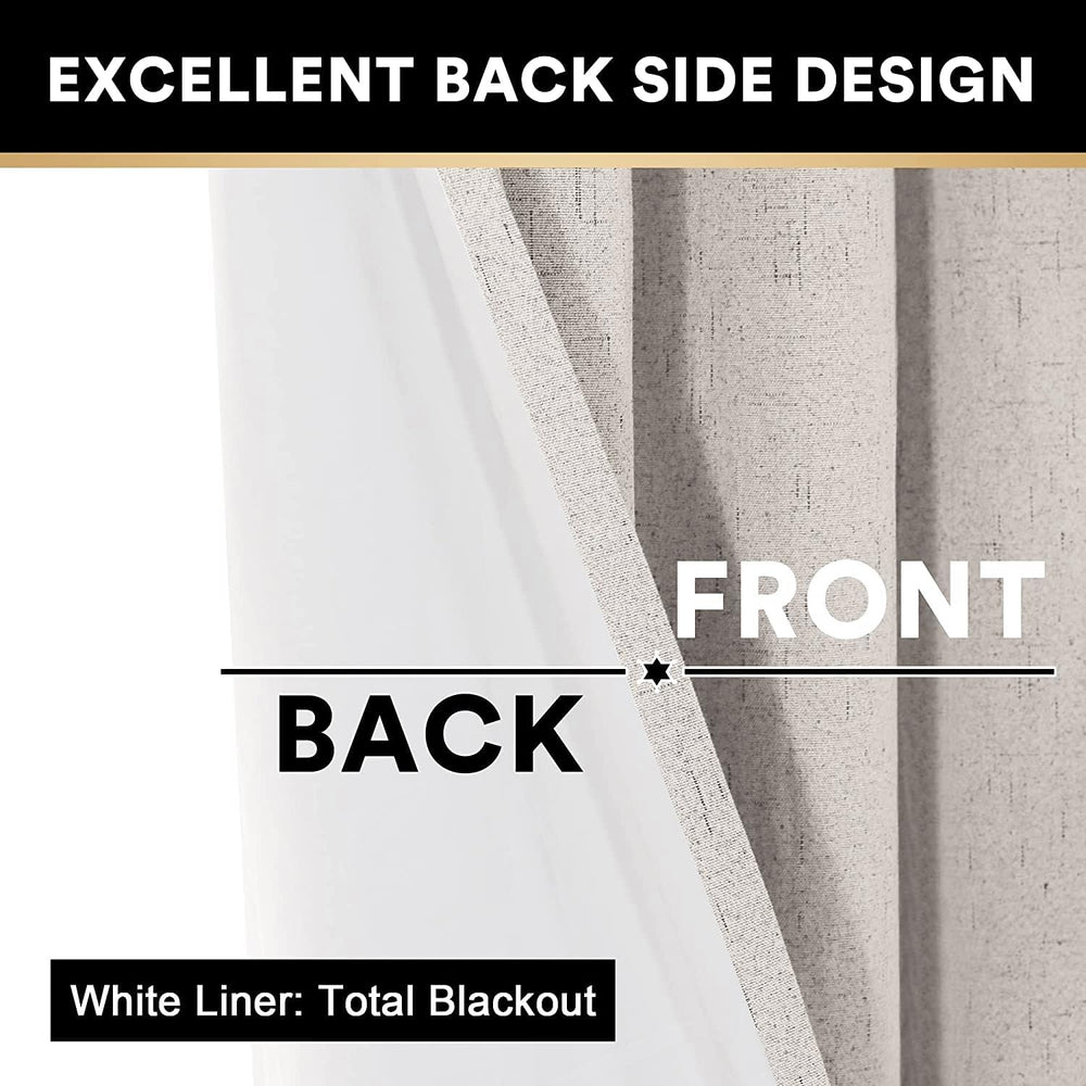 Blackout Curtains 84 Inches Long Faux Linen Look Curtains for Sliding Glass D...