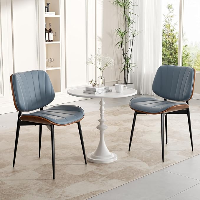 Dining Chair, Mid Century Modern Dining Room Chairs, Upholstered Faux Leather...