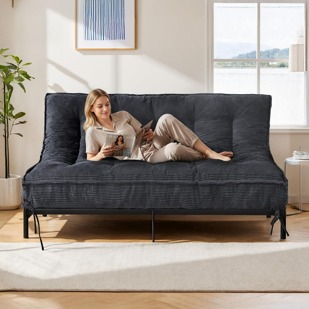 8" Futon Mattress Queen Size,Futons Sofa Couch Bed with Straps, Thick Co...