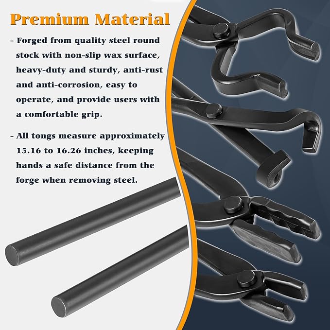 Blacksmith Tongs Knife Making Tongs Set V-Bit Blade Tongs, Flat Tongs, Blade