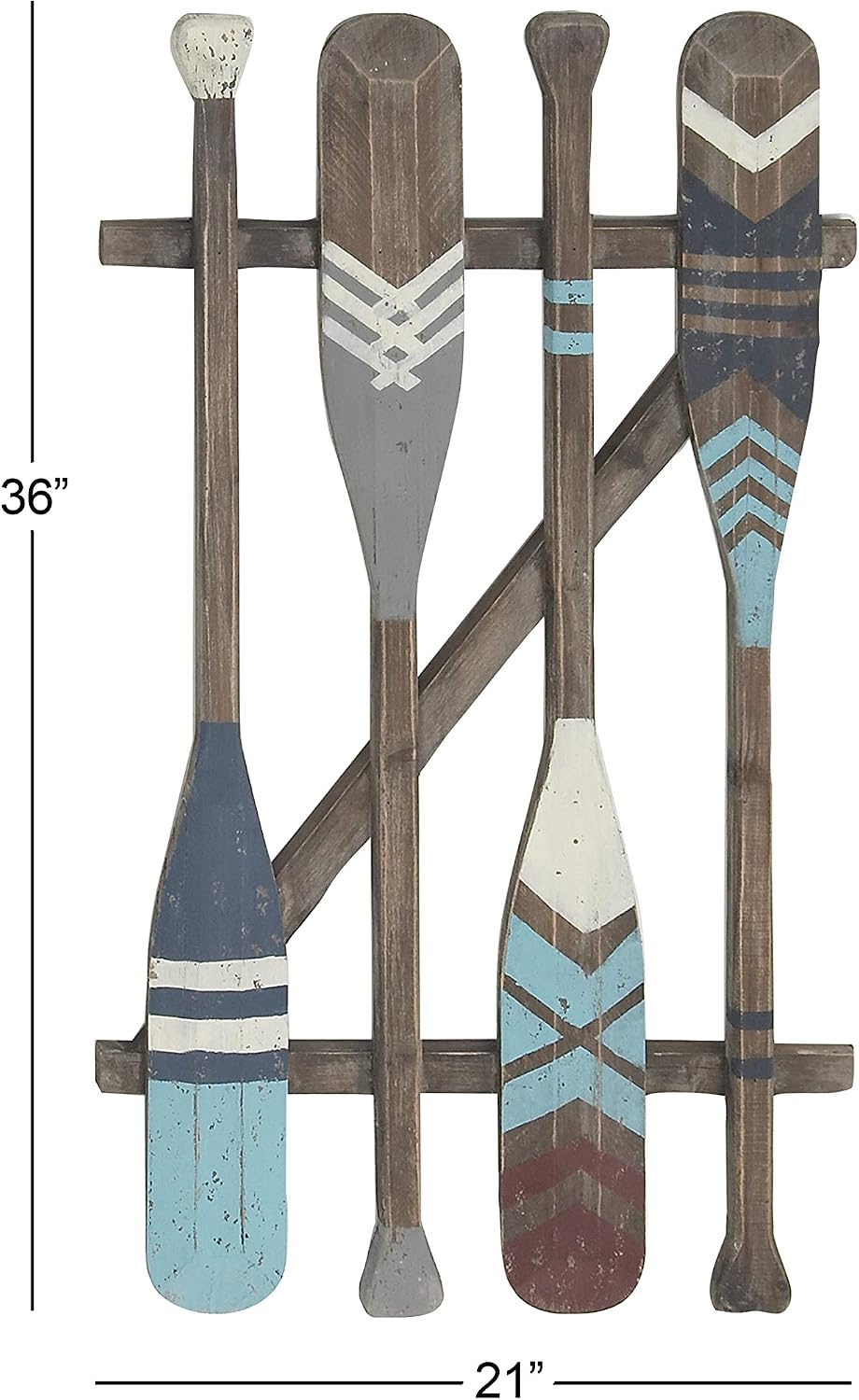 Deco 79 Wood Paddle Home Wall Decor Novelty Canoe Oar Wall Sculpture with Arr...