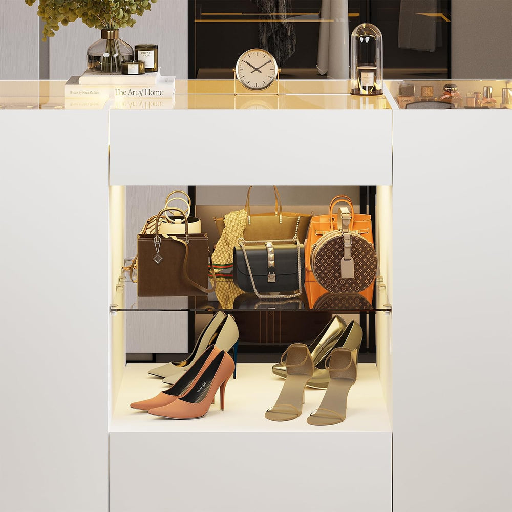 Modern Closet Island with 10 Drawers with LED (White)