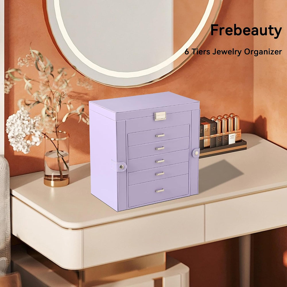 Frebeauty 6-Layer Jewelry Box for Women,Large Jewelry Organizer with Drawer