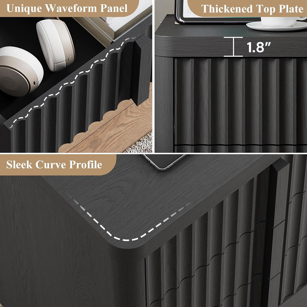 Fluted Dresser for Bedroom, 48" Tall 6 Drawer Dresser, Modern Chest of D...