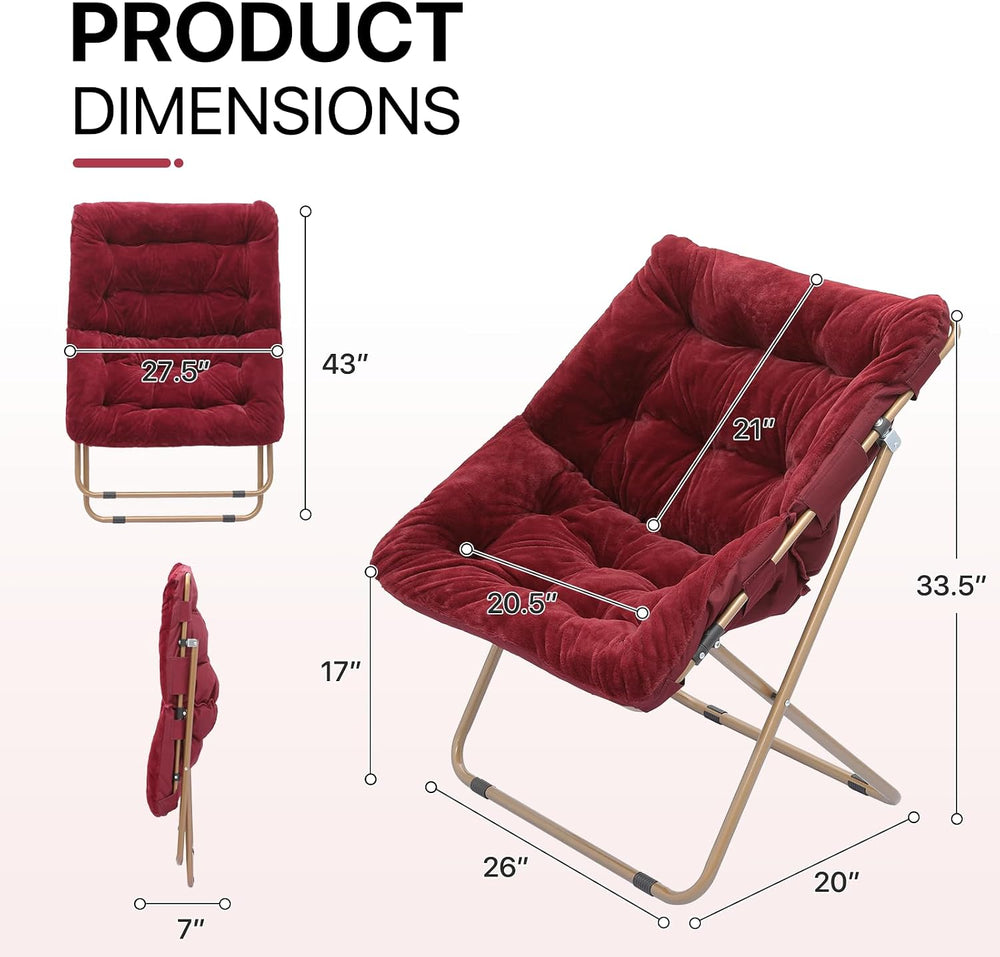 Athena Collection Saucer Chair for Adult, Square Comfy Cozy Chair,Red