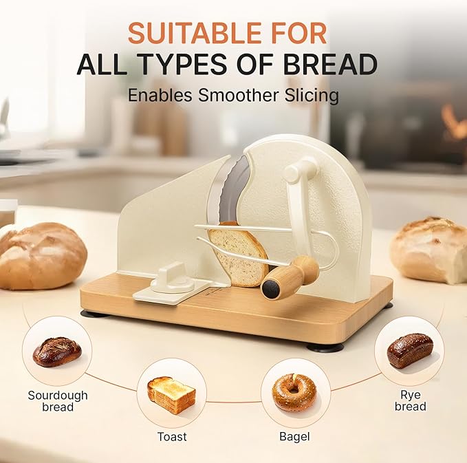 Manual Bread Slicer for Homemade Sourdough-Adjustable Thickness Bread Slicer