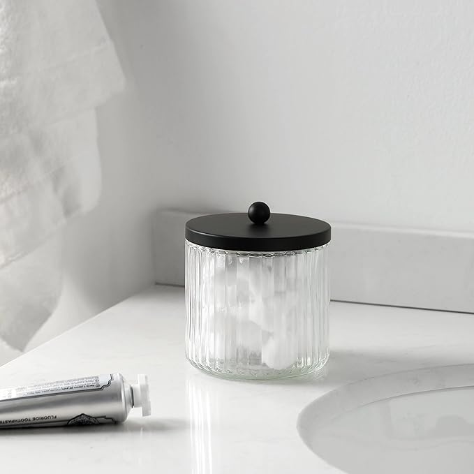 KMwares 4-Pack Glass Qtip Holder Dispenser Set