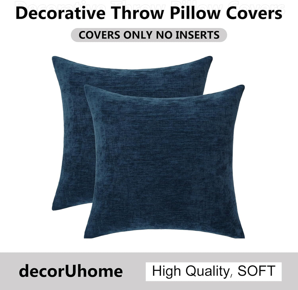 decorUhome Christmas Navy Blue Throw Pillow Covers 24X24 Set of 2