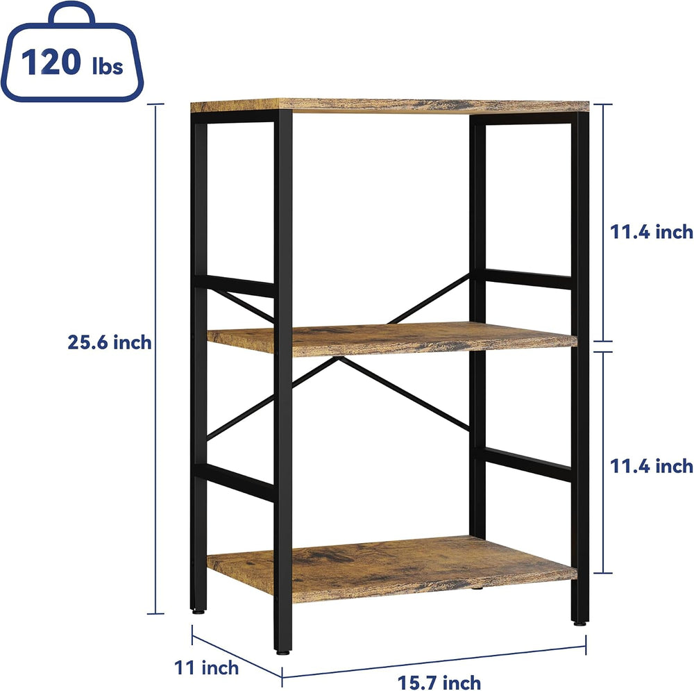 Whitmor 3 Tier Bookshelf - Small Book Shelf Industrial Bookcase, Metal Book C...