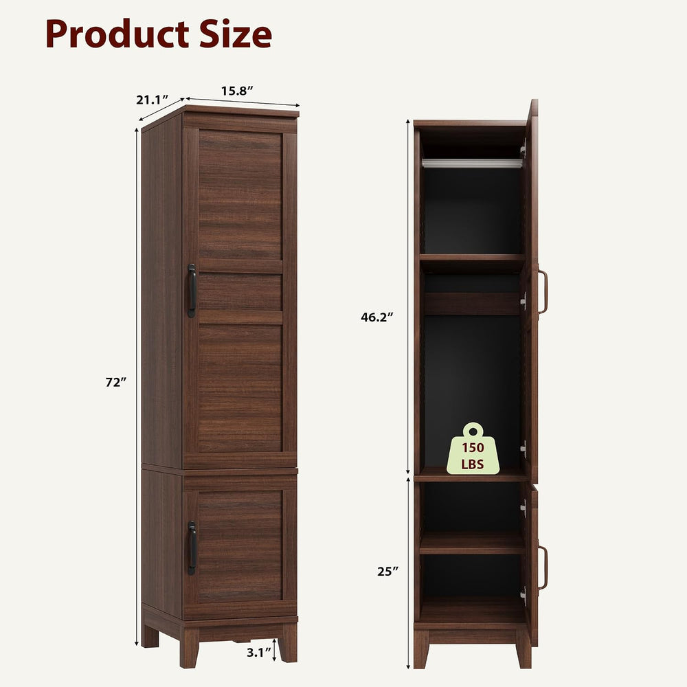 GarveeHome Armoire Wardrobe Closet with 2 Doors, Wooden Wardrobe Cabinet with...